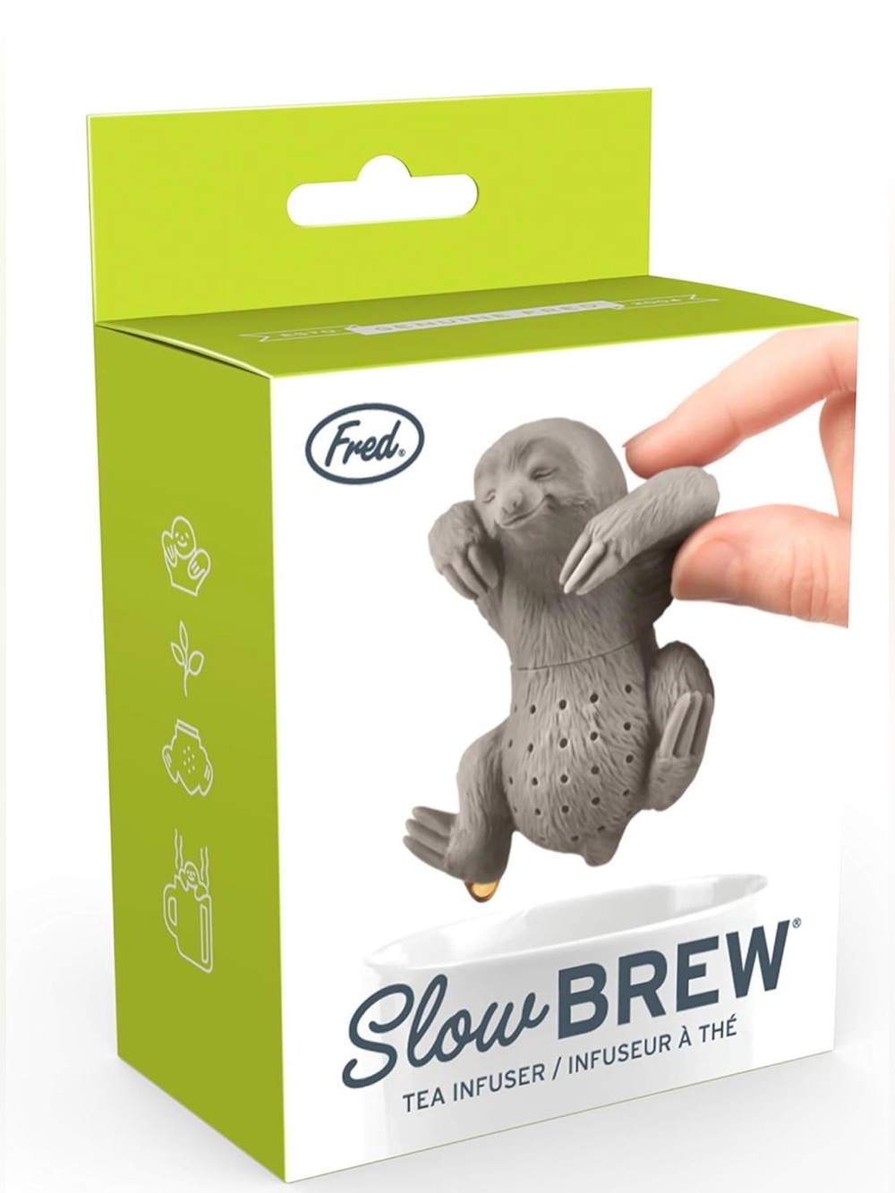 Fred, SLOW BREW, Sloth Resuable Silicone Tea Infuser, Gray New In Box